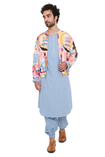 Lupin Trance Print Bomber and Kurta Set