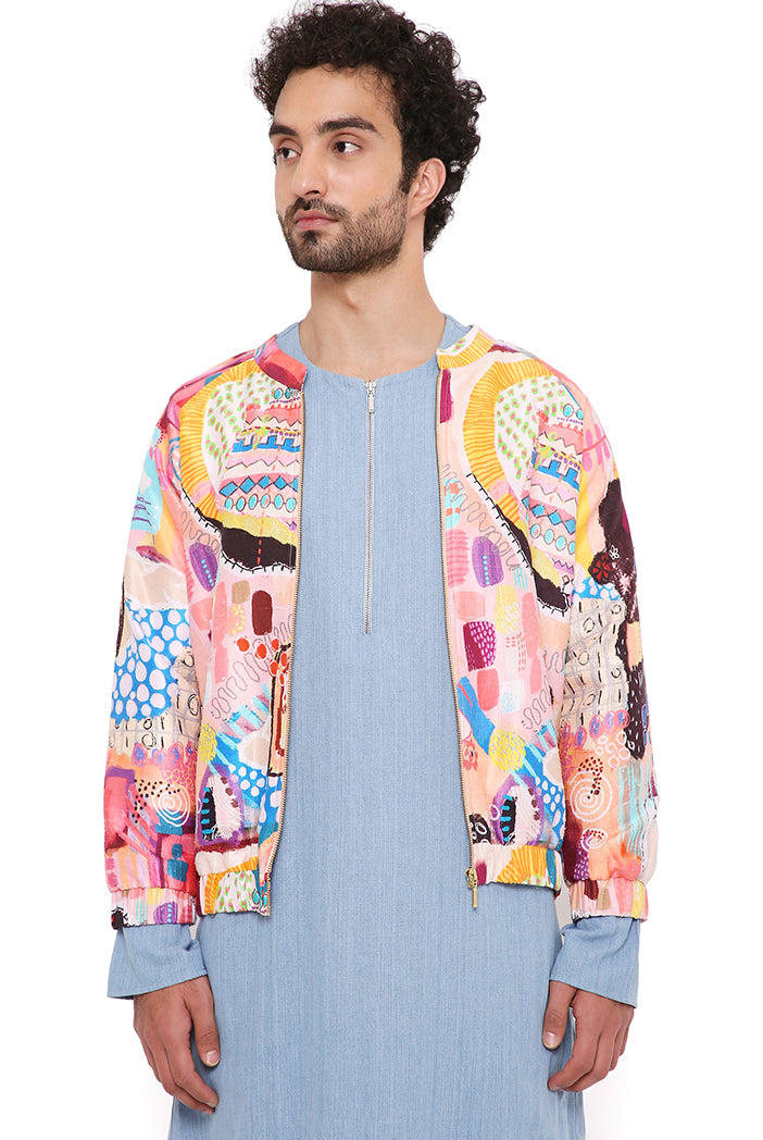 Lupin Trance Print Bomber and Kurta Set