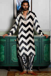 Chevron Printed Embroidered Kurta And Salwar