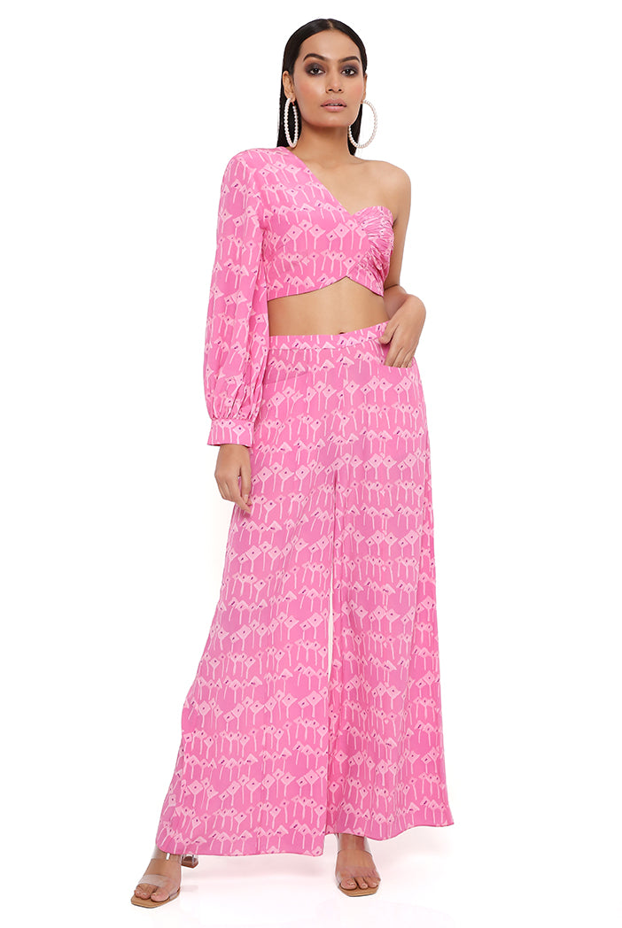 Pink Kite Print Palazzo Set