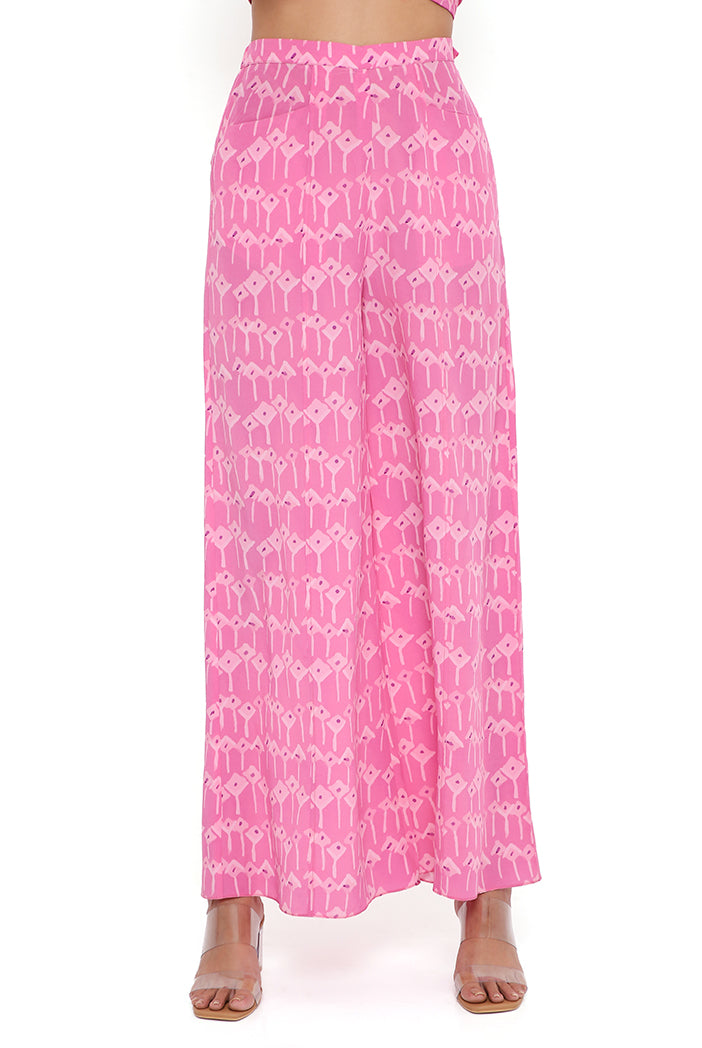 Pink Kite Print Palazzo Set