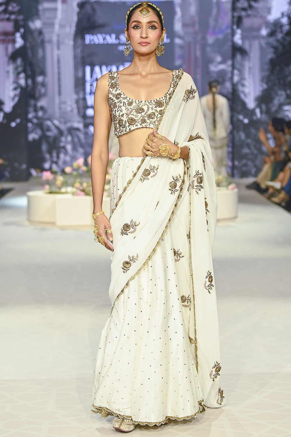 Najia Off White Choli With Embroidered Saree