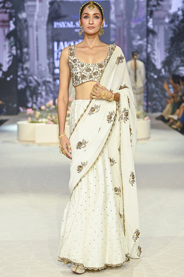 Najia Off White Choli With Embroidered Saree