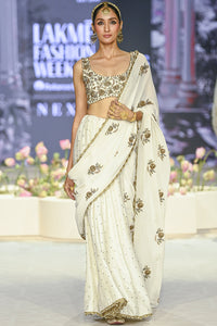 Najia Off White Choli With Embroidered Saree