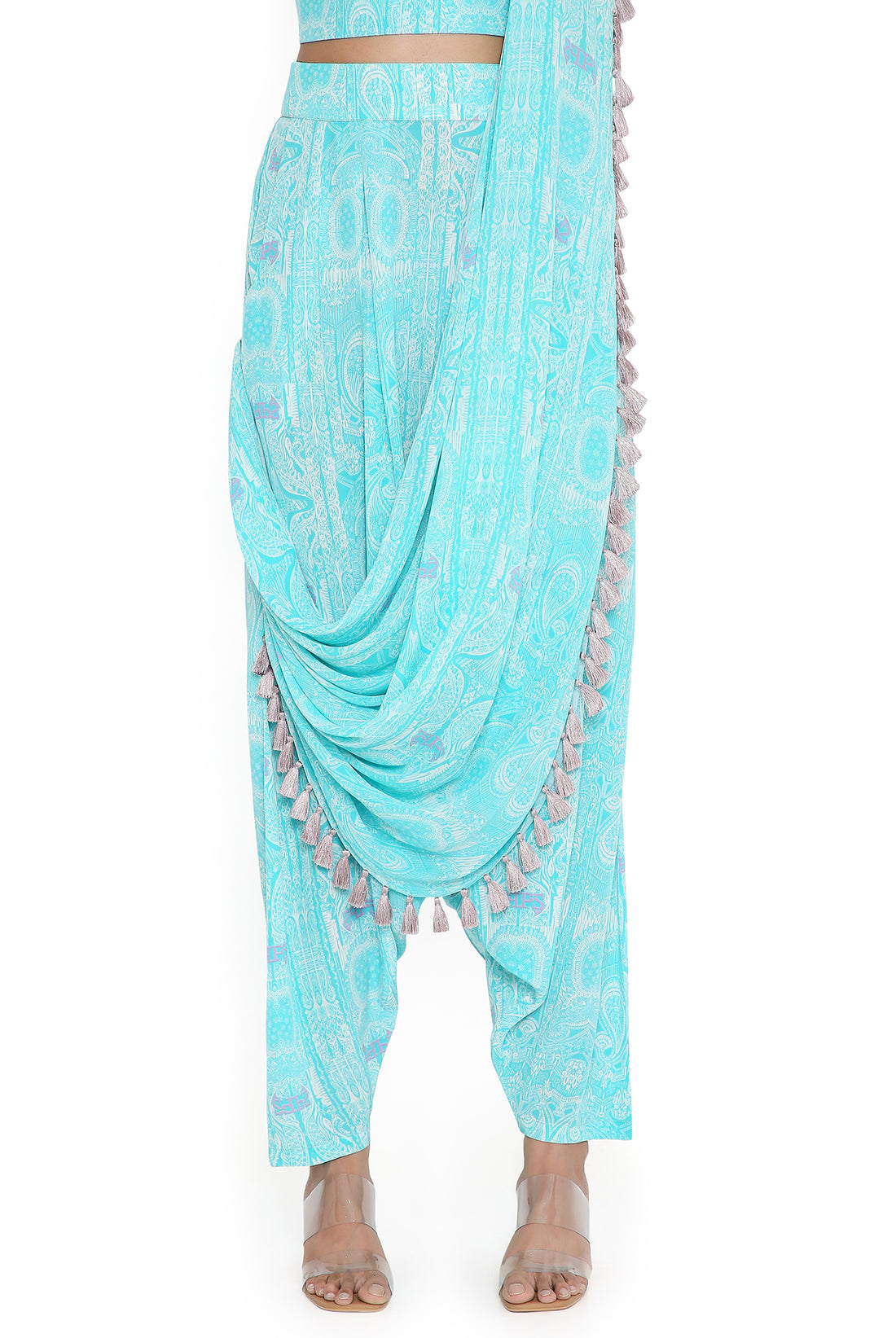 Aqua Ps Print Top With Attached Drape Pant