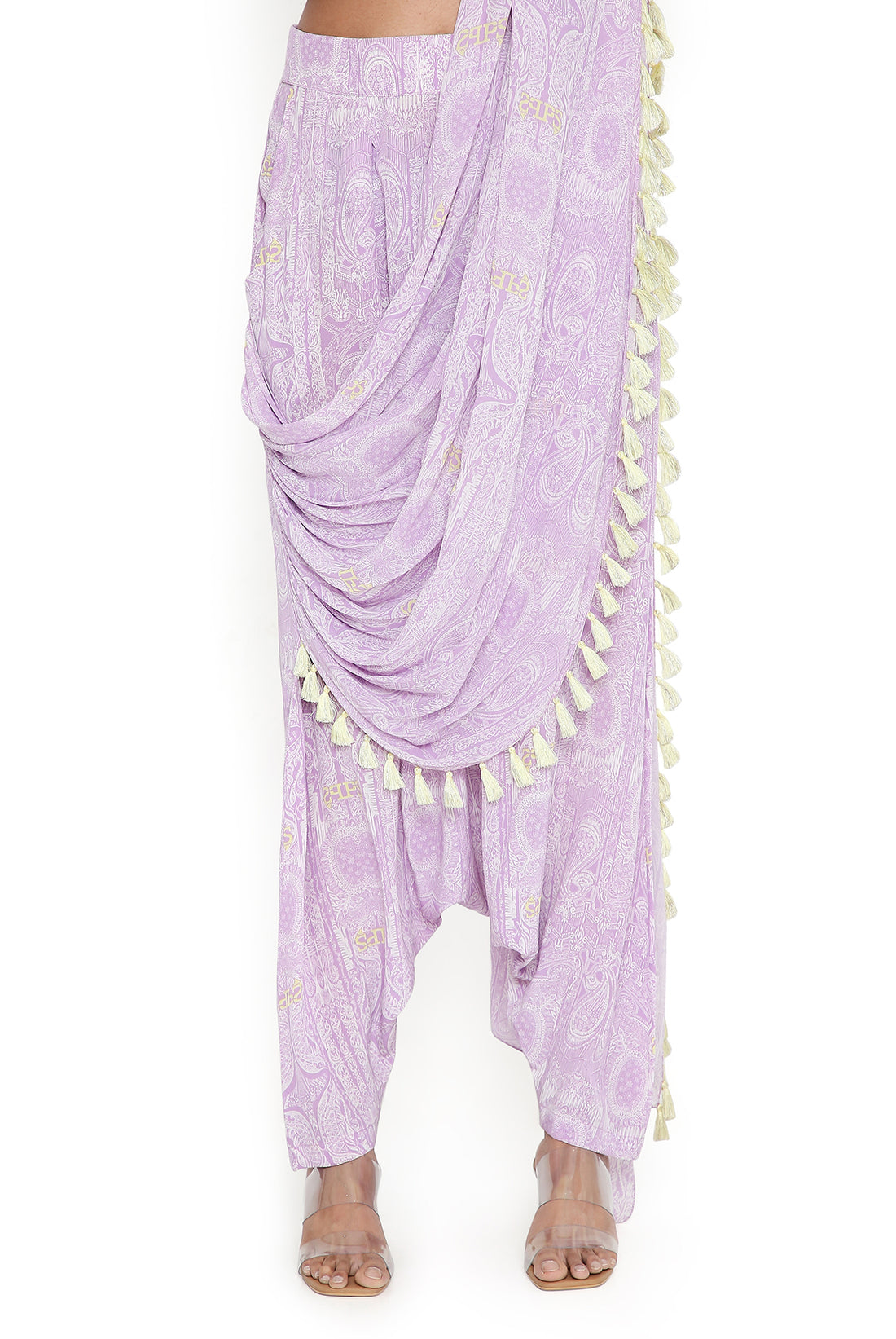 Lilac Ps Print Top With Attached Drape Pant