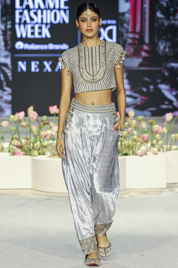 Qirat Grey Embroidered Choli & Pant