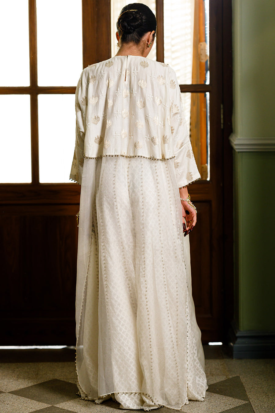 Roha Off White Anarkali Tunic With Sharara