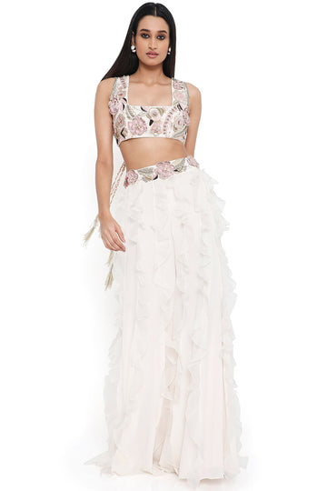 Off White Embroidered Choli With Sharara