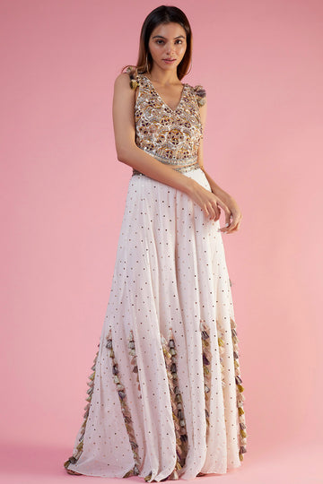 Off White Embroidered Choli And Sharara