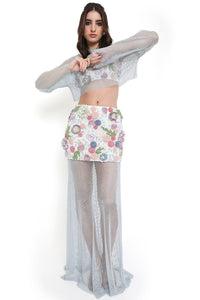 Off White Embroidered Choli And Skirt