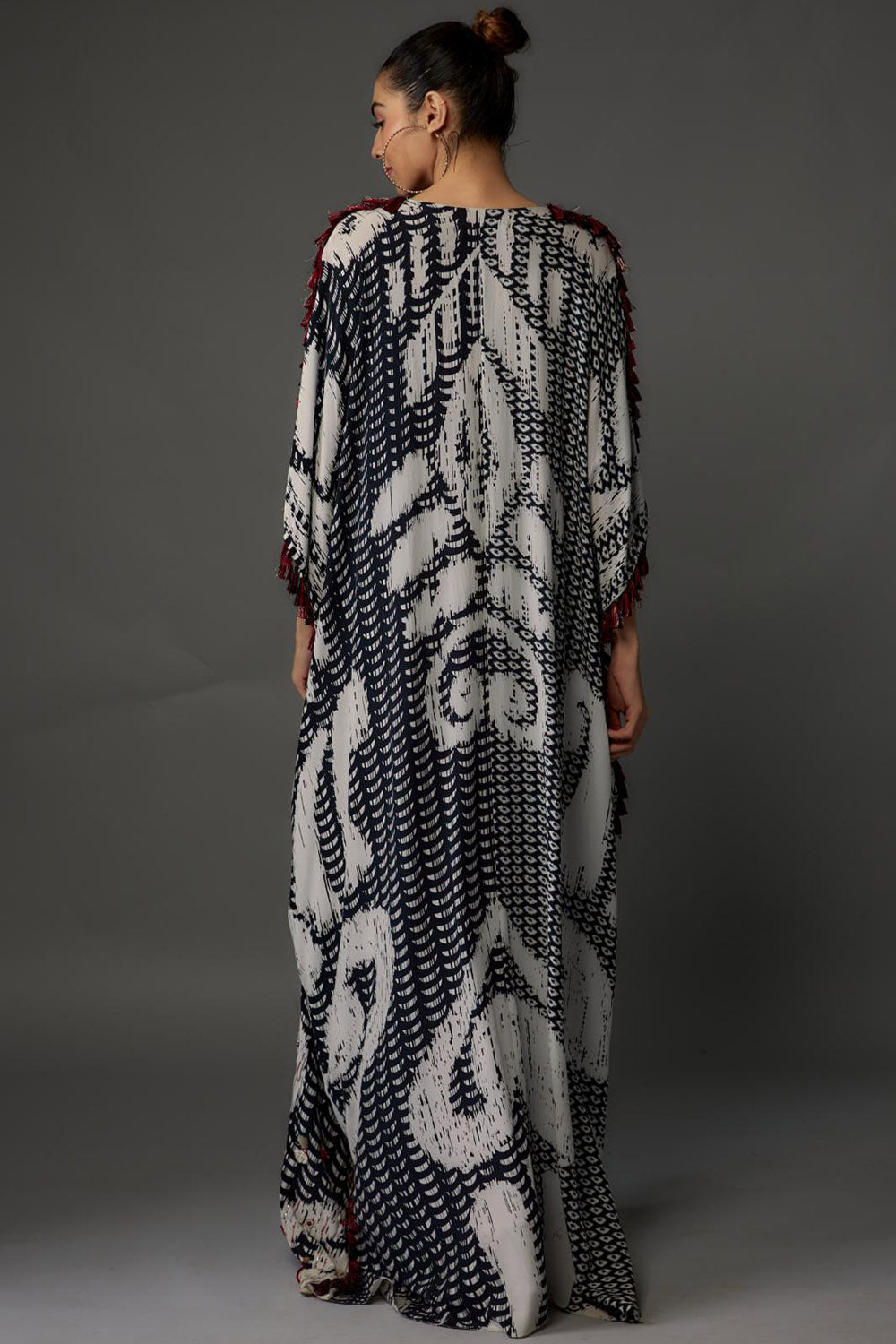 Black & White Uzbek Print Kaftan