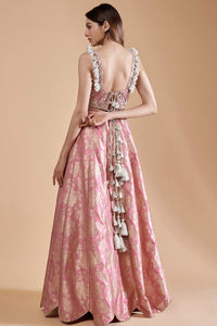 Rose Pink Bustier With Lehenga And Dupatta