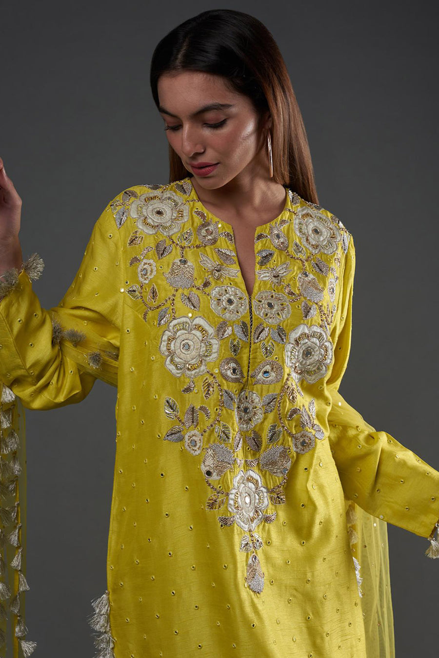 Yellow Kurta & Palazzo With Dupatta