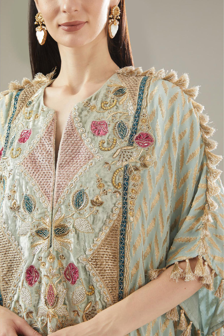 Powder Blue Embroidered Kaftan & Palazzo