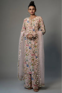 Rose Pink Kurta With Palazzo & Dupatta