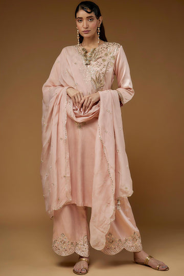 Rose Pink Kurta & Pant With Dupatta