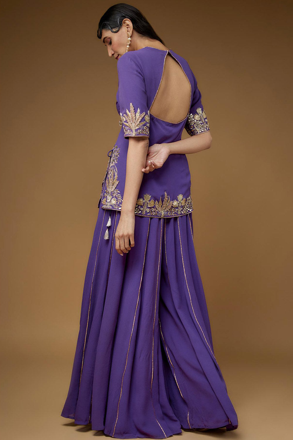 Purple Kurta & Sharara With Dupatta