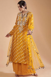 Mustard Kurta With Palazzo And Dupatta