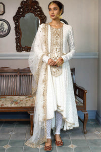 Nusrat Off White Anarkali Set