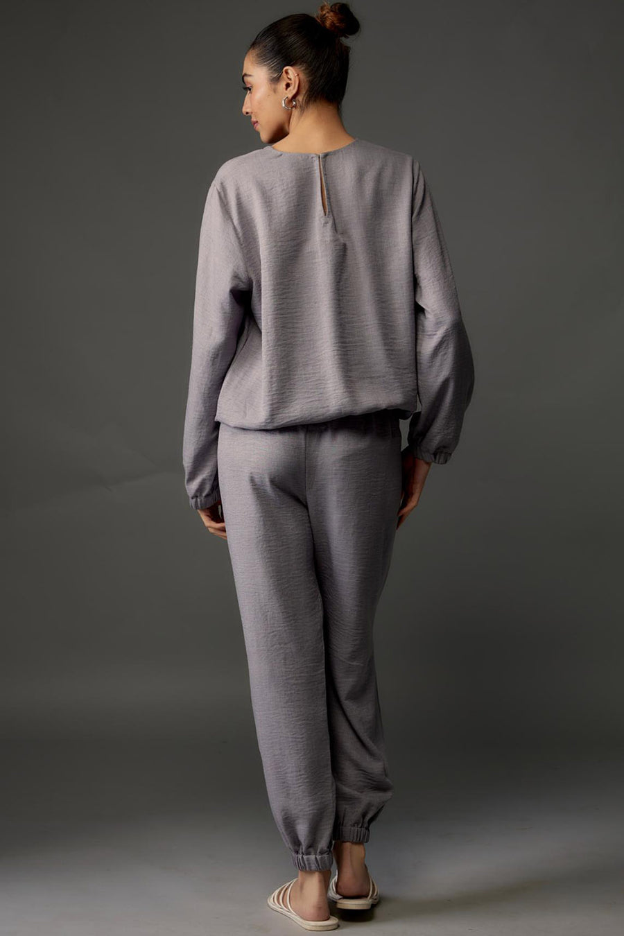 Grey Soft Linen Top & Jogger Pant