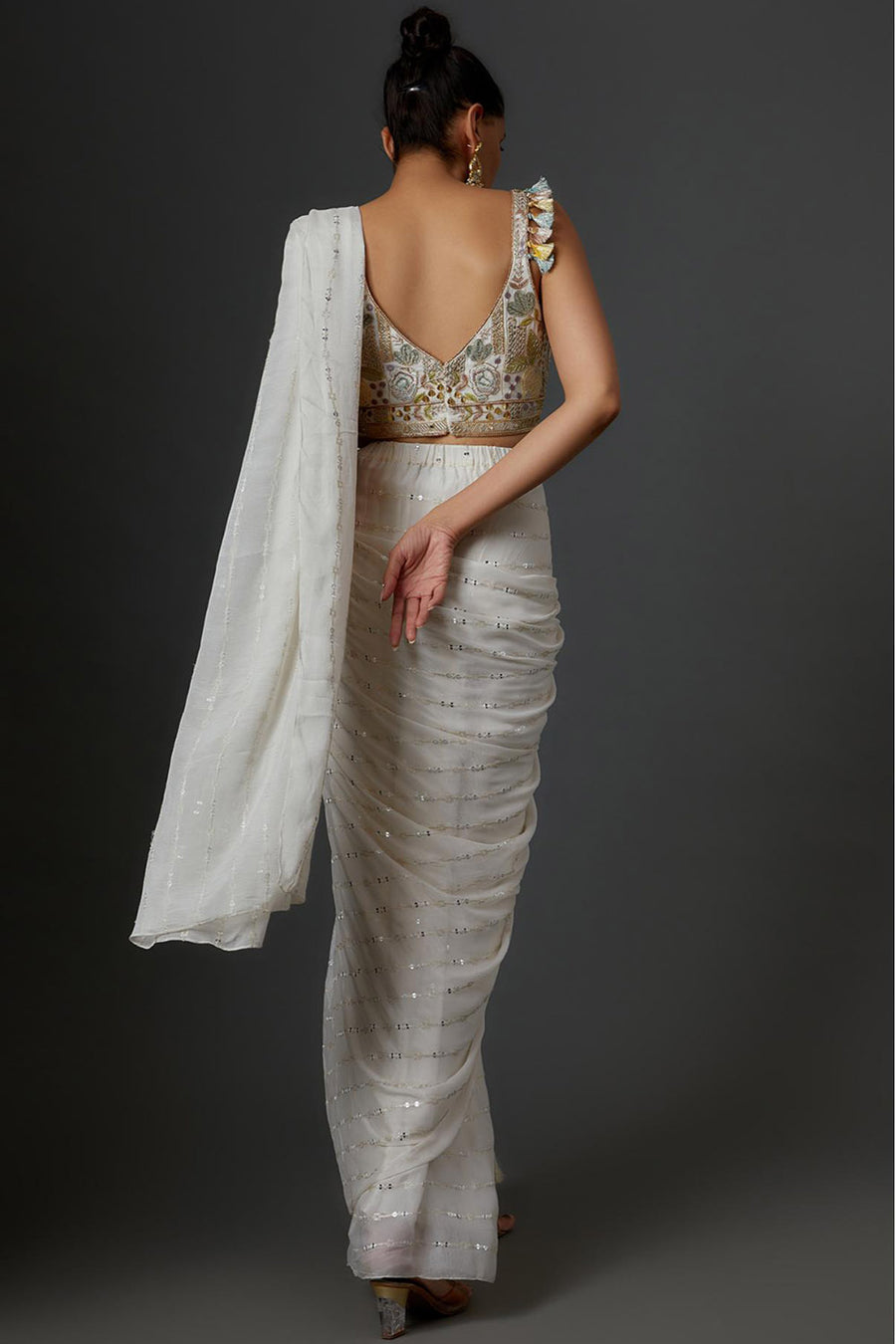 Off White Choli With Sequins Saree