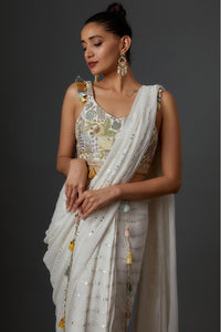 Off White Choli With Sequins Saree