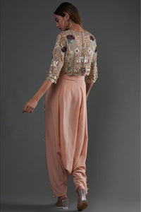 Rose Pink Top With Low-Crotch Pant