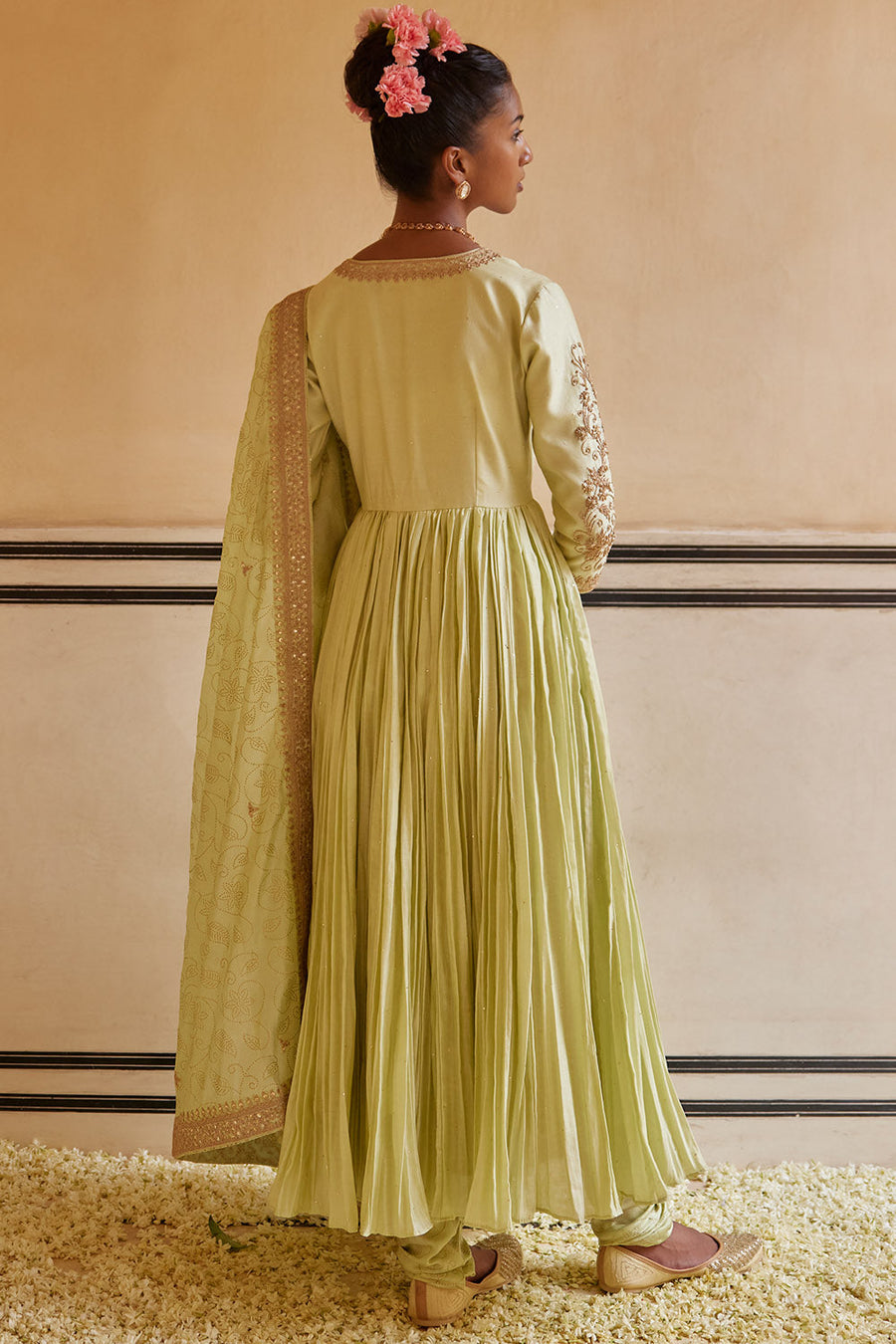 Mint Anarkali With Dupatta & Churidar