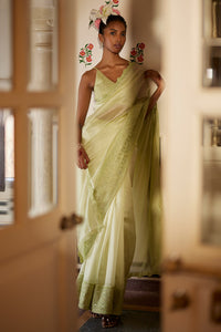 Mint Saree With Blouse