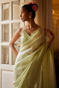 Mint Saree With Blouse