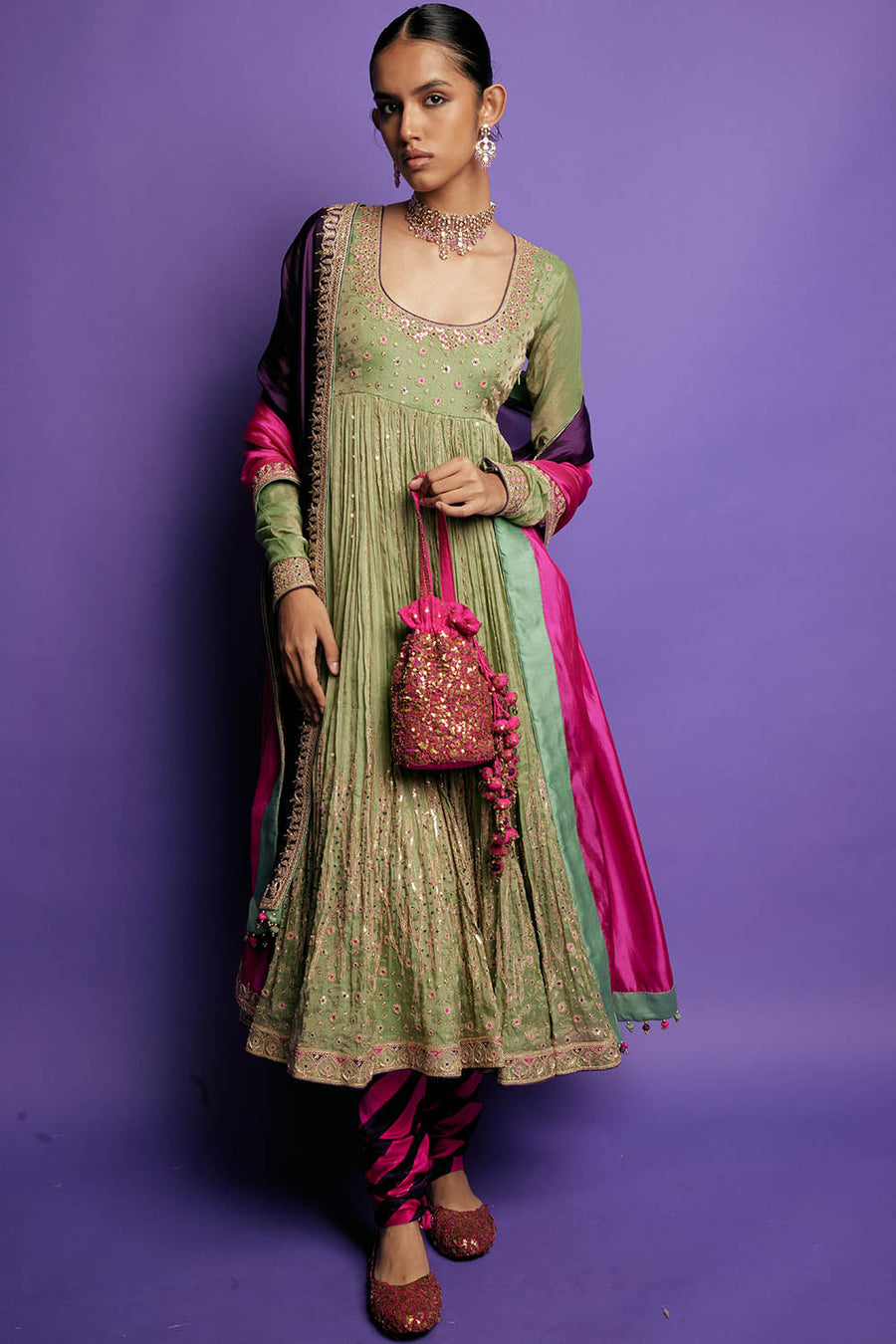 The Pakeezah Tissue Anarkali Set