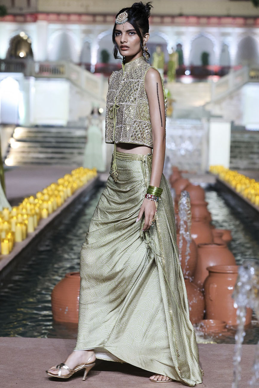 Waistcoat Drape Skirt Set