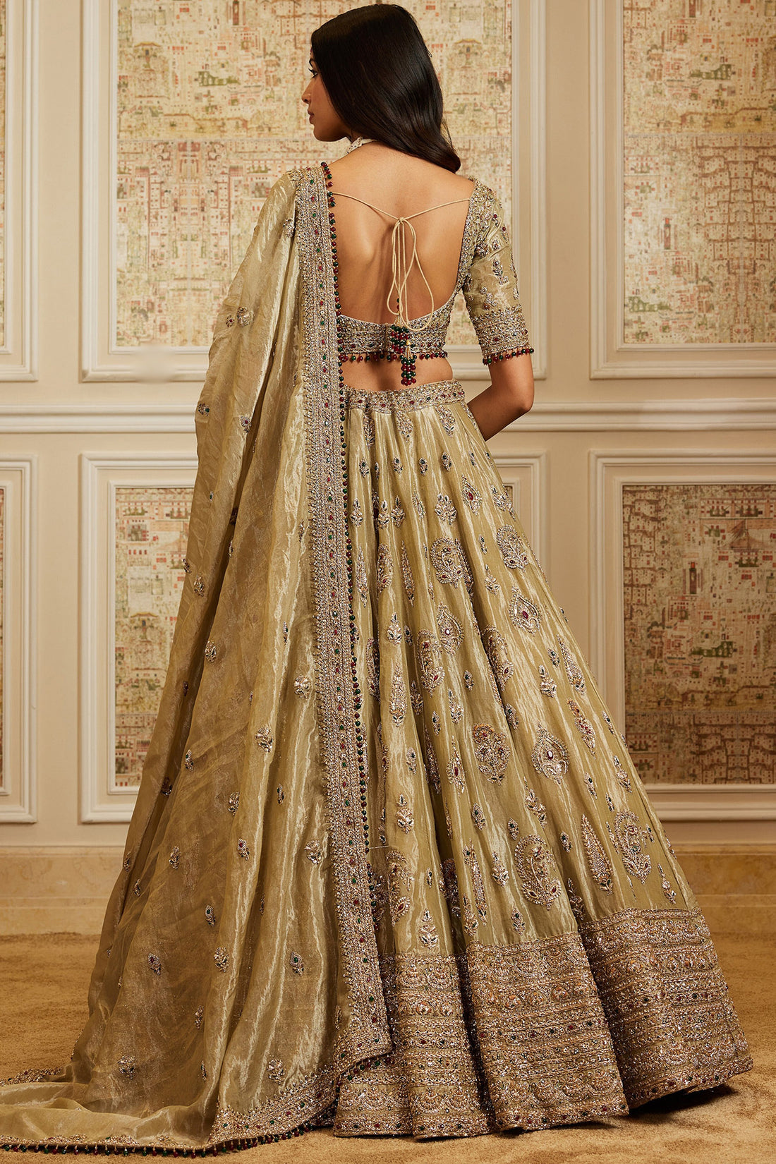 Firdous Gold Lehenga Set