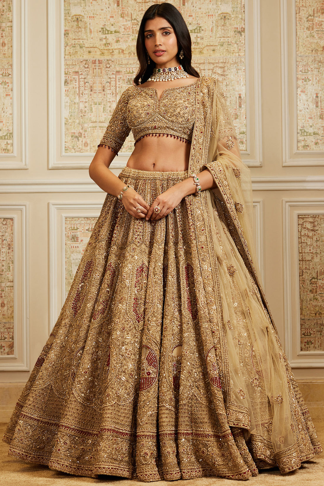 Nazeera Gold Lehenga Set