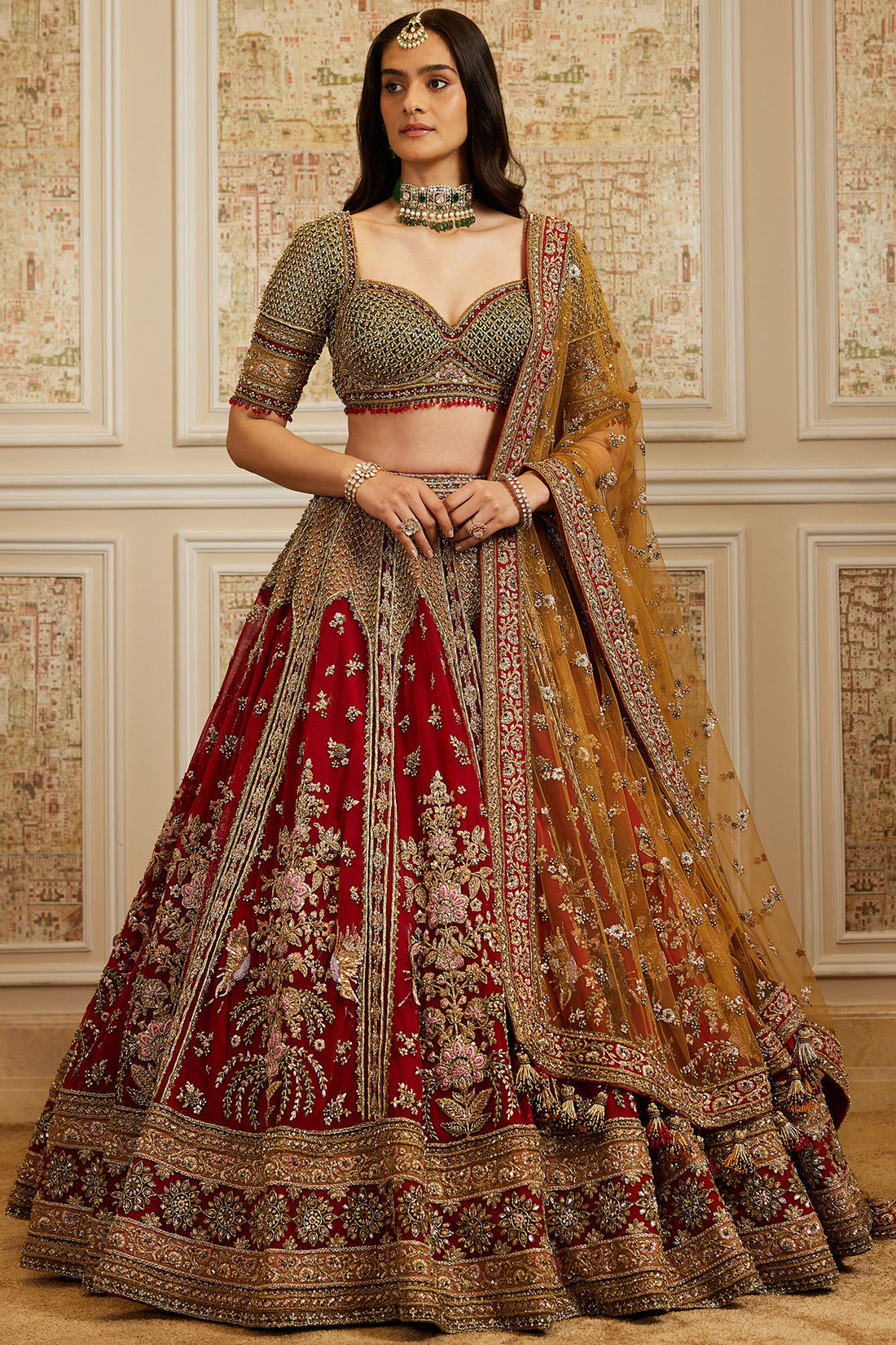 Noura Red Lehenga Set