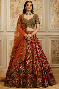 Rawdah Red Lehenga Set