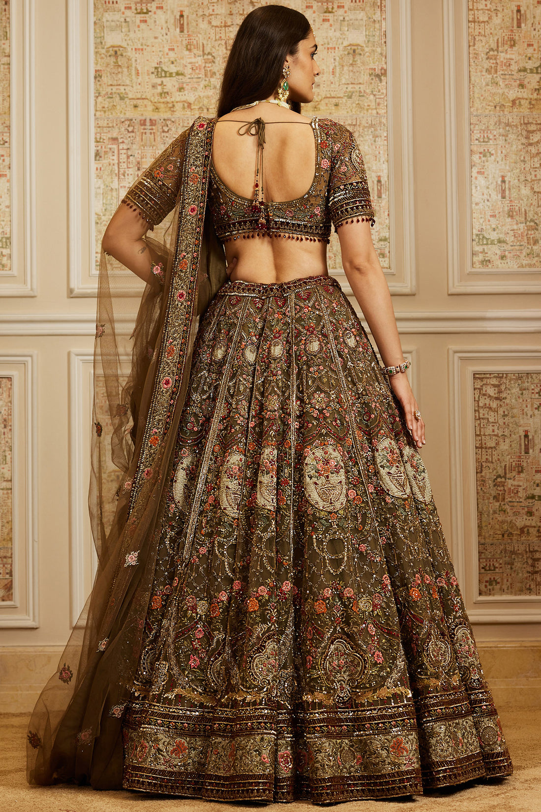 Reehana Olive Green Lehenga Set
