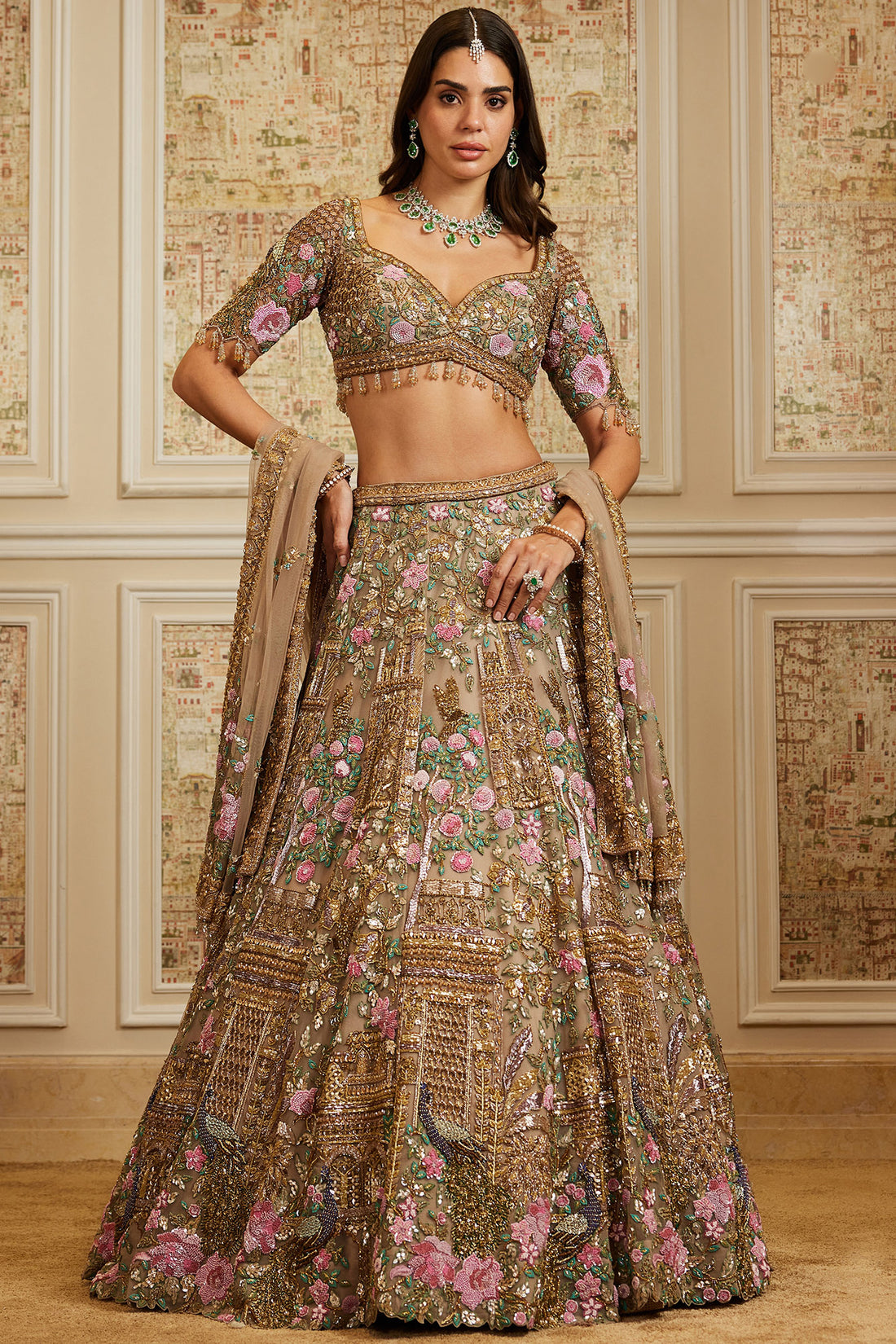 Yasira Gold Lehenga Set