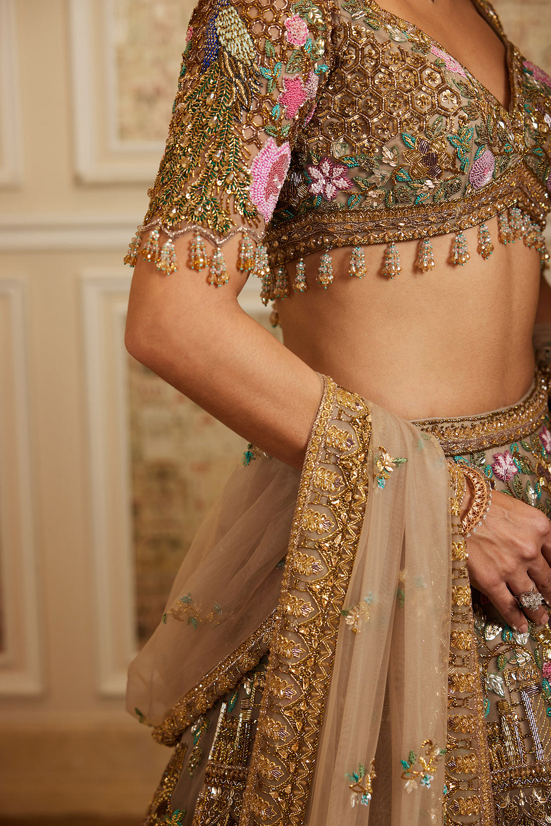 Yasira Gold Lehenga Set