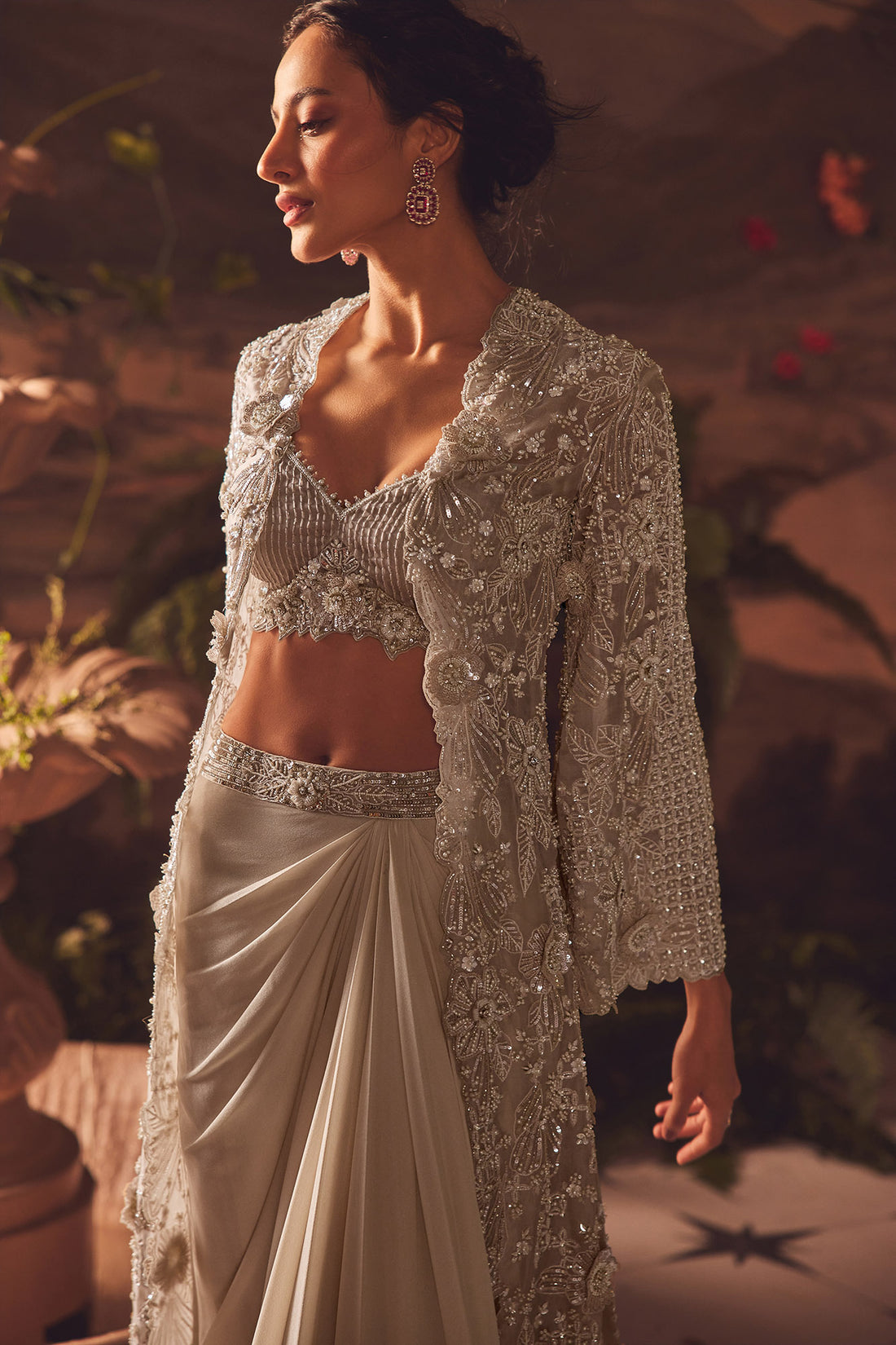 Demure Draped Skirt Set