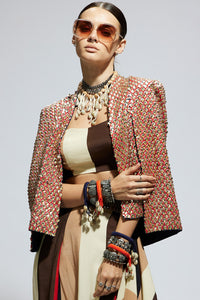 Terracotta Metallic Cape Jacket