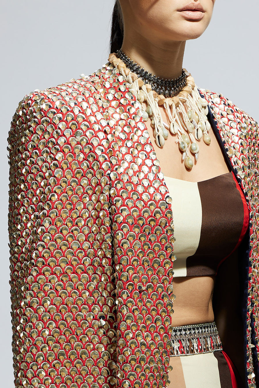 Terracotta Metallic Cape Jacket