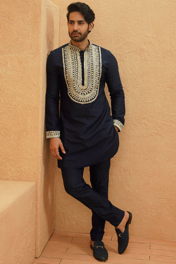 Malik Midnight Blue Kurta Set