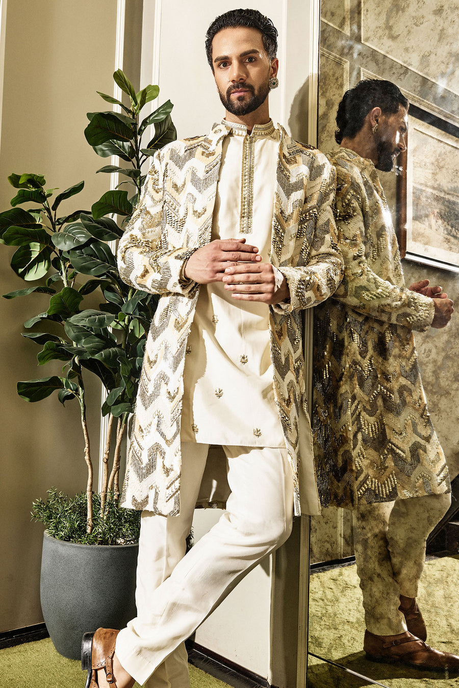 Vayu Chevron Sherwani Set