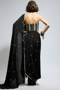 Black Threadwork Saree