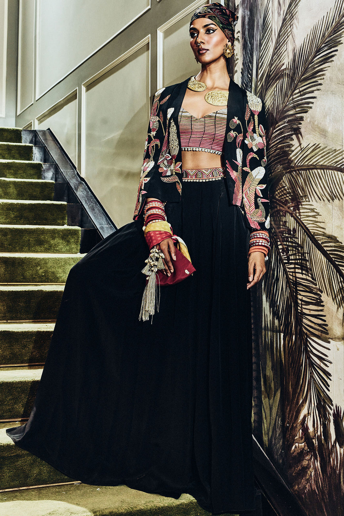 Meher Tropical Cape Jacket Set