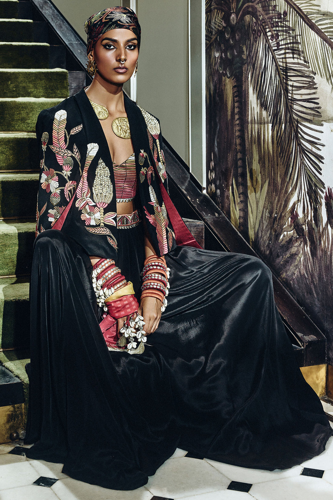 Meher Tropical Cape Jacket Set