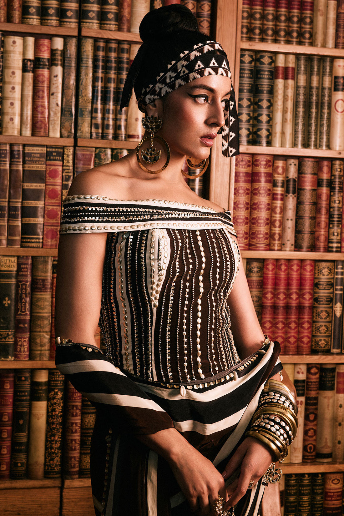 Zarika Stripe Saree Set