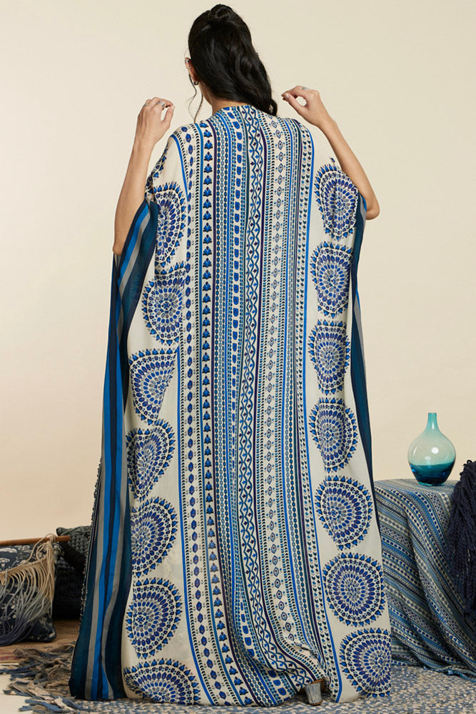 Blue Butta Stripe Kaftan Set